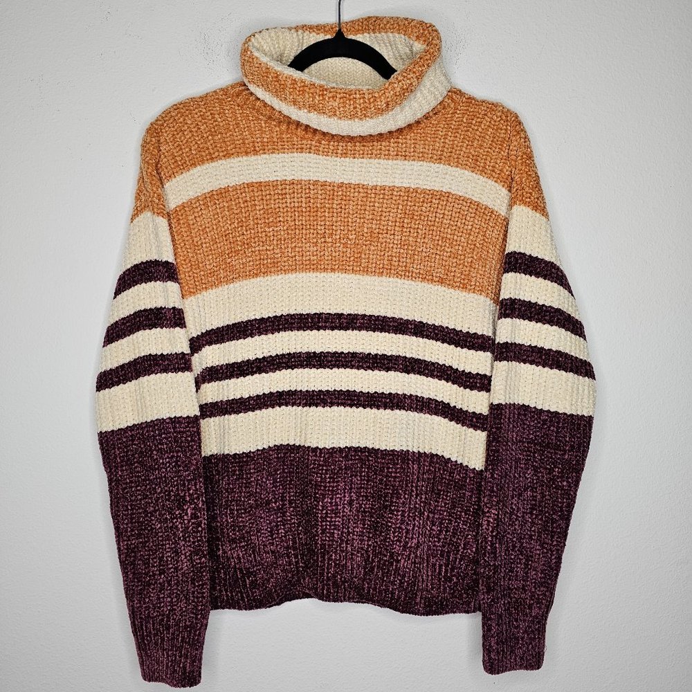 NWT Roxy Women's Multicolor Velvet Morning Turtleneck Sweater Size Small